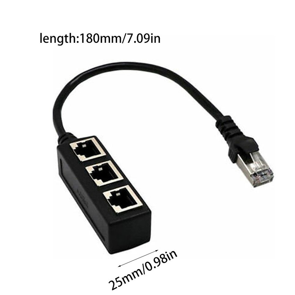1 To 3 Port Ethernet Switch RJ45 Y Splitter Adapter Cable For CAT 5/CAT 6 LAN
