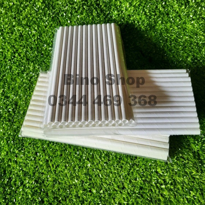 25 Ống Hút Giấy Trơn Phi 8mm