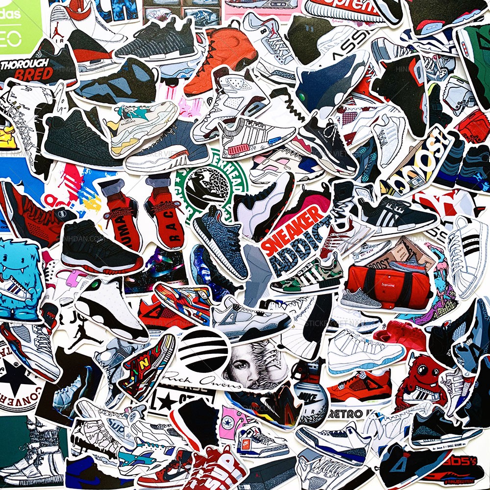 Sticker SNEAKER - GIÀY Chống Nước Trang Trí Va Li, Xe, Laptop, Nón Bảo Hiểm, Máy Tính, Laptop, Đàn Guitar