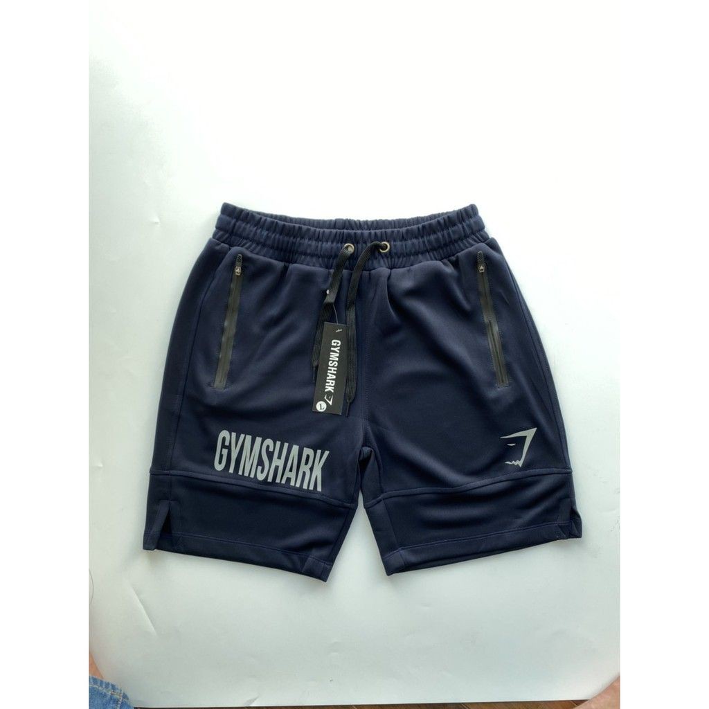 Quần short tập gym Gymshark logo phản quang, khóa chống nước - Quần đùi thể thao cao cấp - BB Sports