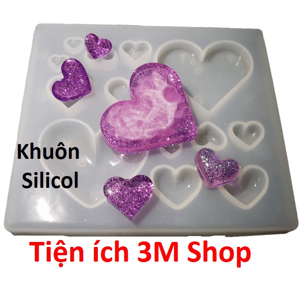 Khuôn Silicol HÌnh Trái Tim Làm Handmade,Trang Sức Dây Truyền