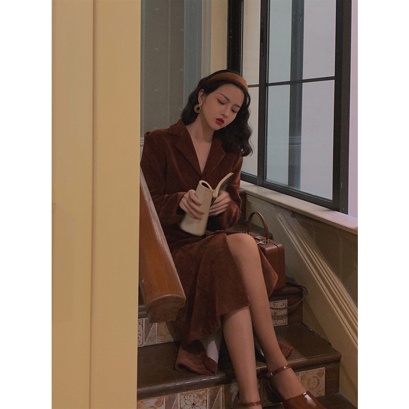🍂🍂 Đầm Nhung Đuôi Cá Phong Cách Pháp Retro Sang Trọng🍂🍂