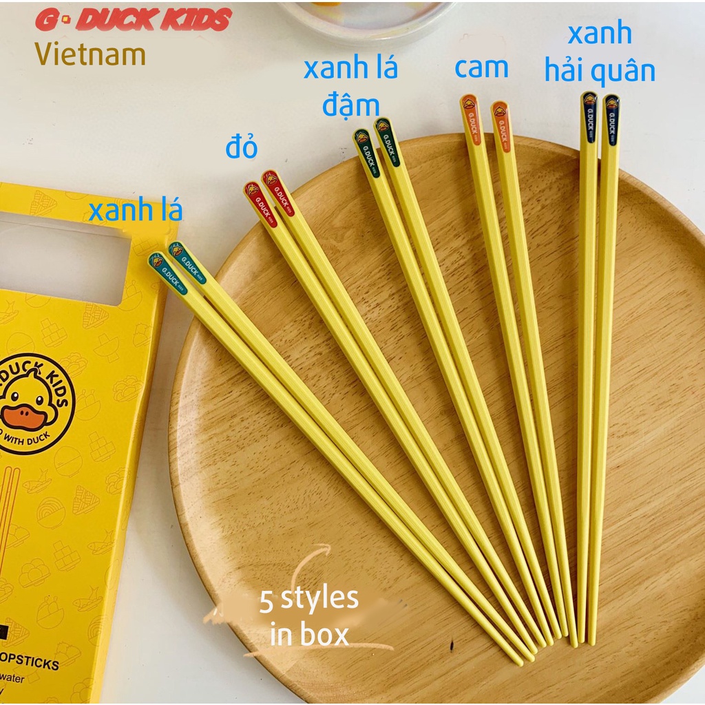 Đũa Ăn An Toàn G.Duck Chất Liệu Hợp Kim Thép Không Gỉ Và Sợi Thủy Tinh Hộp 5 Đôi Hàng Cao Cấp