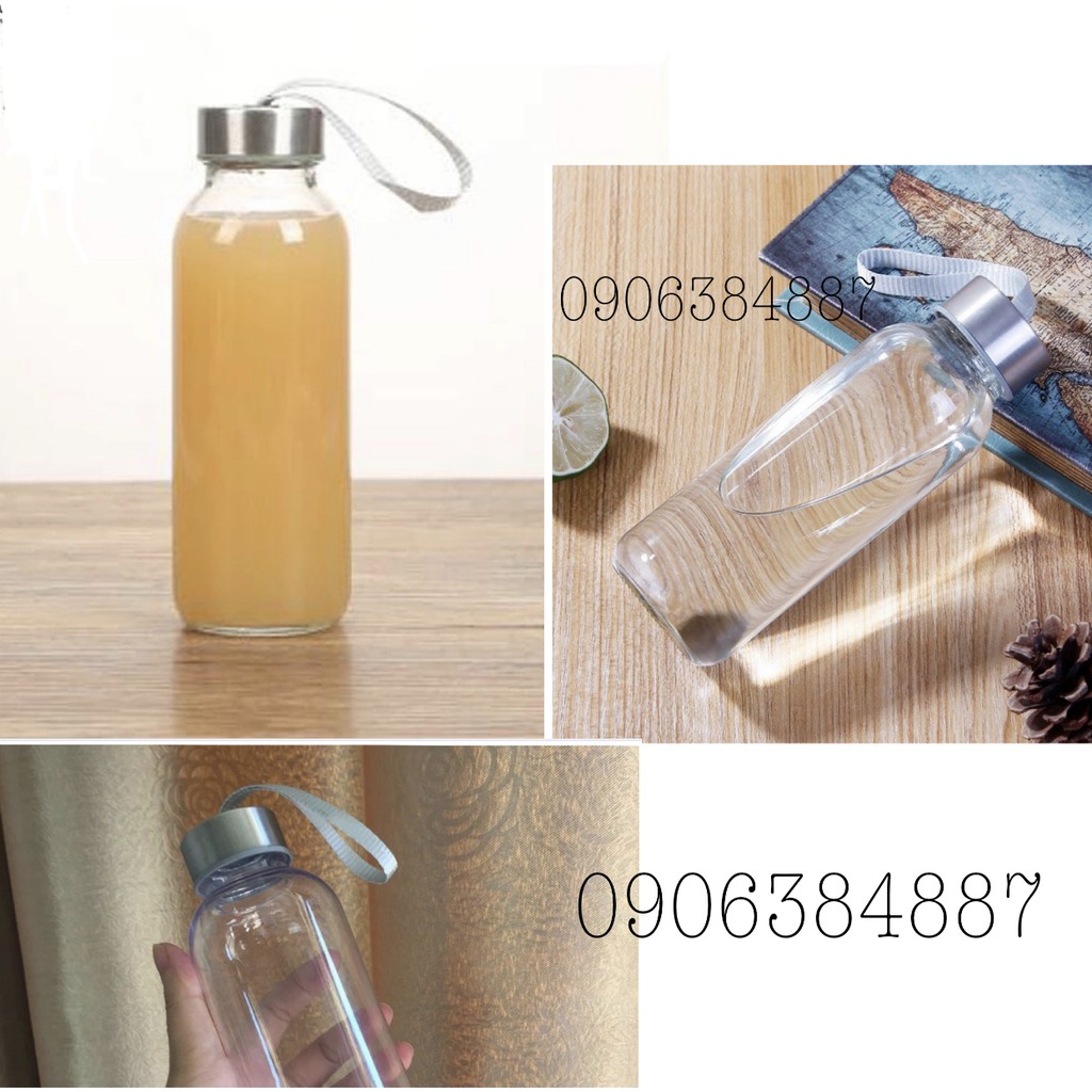 Chai Thủy Tinh Nắp Dây Màu 300ml 500ml