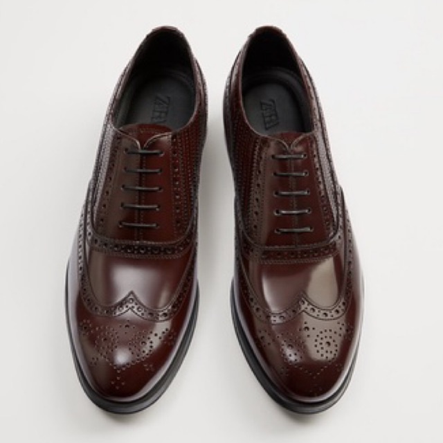 Giày Oxford da Zara authentic BURGUNDY GLOSSY