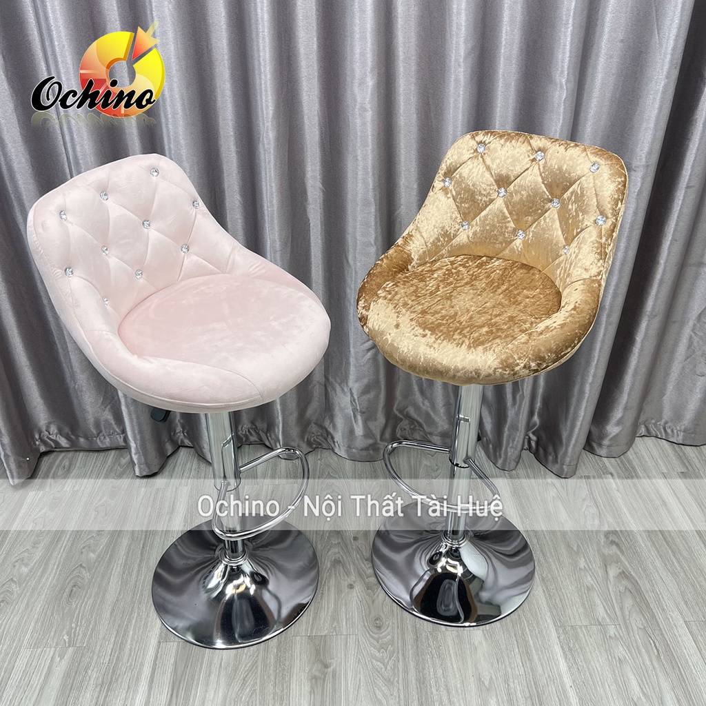 Ghế Quầy Bar, Ghế Quầy Lễ Tân Nỉ Nhung Đính Đá Sang Chảnh ( Ảnh Thật Và Video)