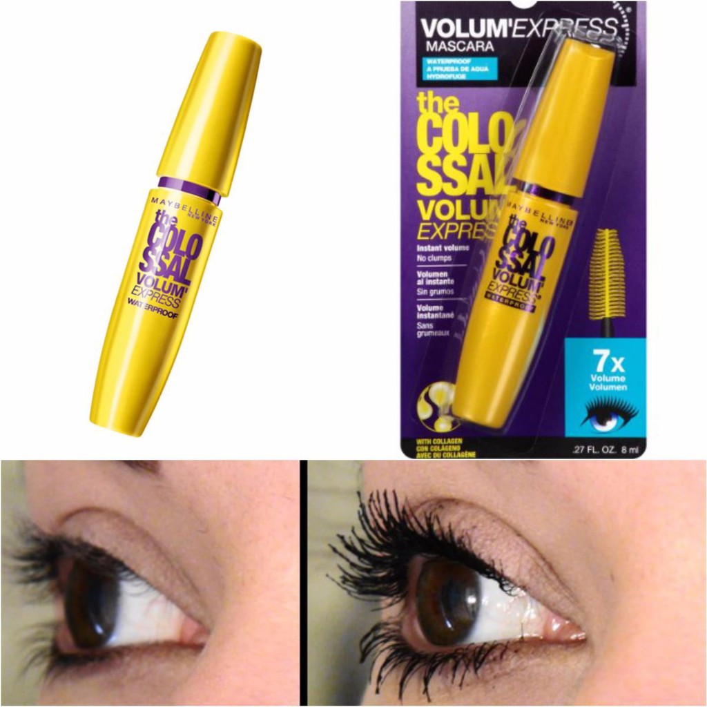 Mascara chuốt mi Maybelline Colossal Volum EXPRESS 7X Mỹ chống nước làm dày, dài mi