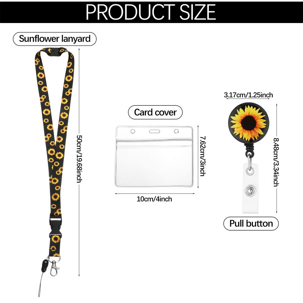 💜Layor💜 Dây đeo thẻ họa tiết hoa hướng dương có thể thu vào tiện dụng | BigBuy360 - bigbuy360.vn