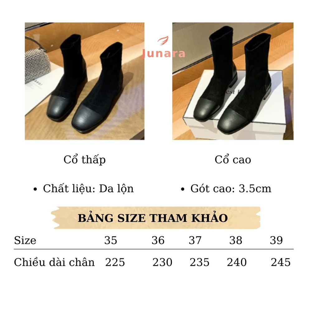 Bốt nữ da lộn cổ thấp gót cao 3.5cm | BigBuy360 - bigbuy360.vn