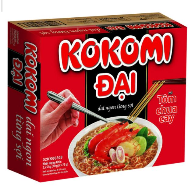 Thùng 30 Gói Mì Kokomi Đại Tôm Chua Cay (75g / Gói) 