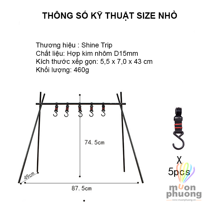 Giá treo đồ cắm trại dã ngoại xếp gọn đa năng Shine Trip - MUÔN PHƯƠNG SHOP