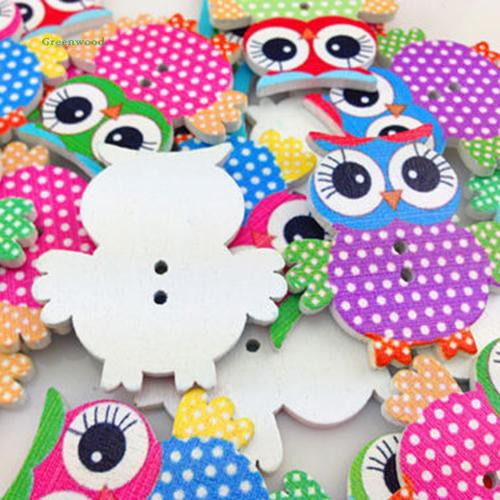 Set 10 Nút Gỗ Hình Cú Mèo Xinh Xắn Dùng Để Trang Trí Đồ Thủ Công