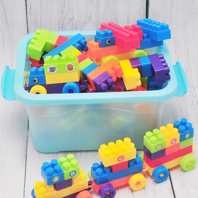 Bộ xếp hình hạt lớn bằng nhựa cho trẻ em lắp ghép khối 1-2 Đồ chơi bé trai và gái 3-6 tuổi