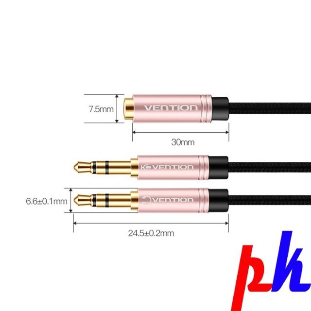 Jack chia audio và mic Vention
