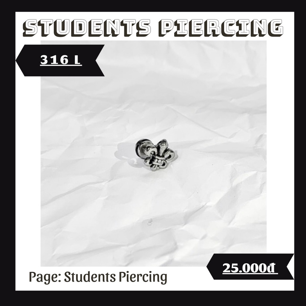 [Rẻ Vô Địch] Khuyên Tai Hình Chromehearts Cá Tính - Khuyên Thép 316L