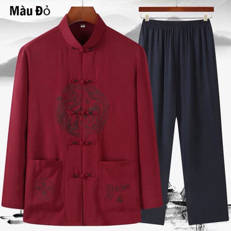 Bộ Đũi Nam Dài Tay Trung Niên, hàng đẹp loại 1, may thiết kế họa tiết | BigBuy360 - bigbuy360.vn