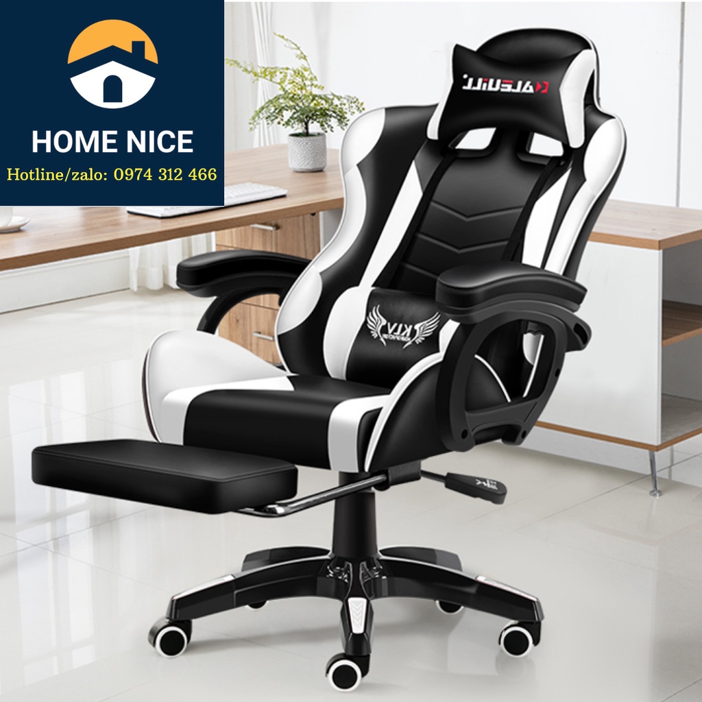 Ghế gaming KLV (HOT) có gác chân cao cấp nhập khẩu, ghế máy tính đa năng [Tặng gối massage]