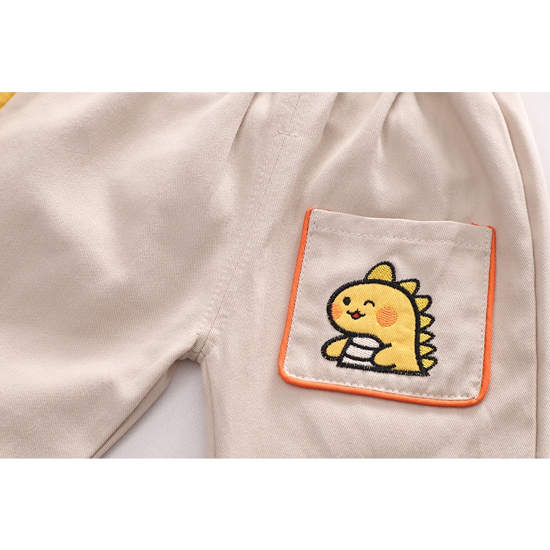 Set Đồ Thể Thao Hai Mảnh Gồm Áo Sơ Mi Tay Dài In Họa Tiết Khủng Long Hoạt Hình + Quần Dài Phong Cách Hàn Quốc Dễ Thương Cho Bé Trai / Gái 80-120cm