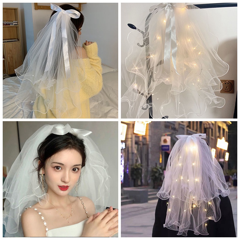 Khăn voan cài tóc có đèn led phát sáng xinh xắn cho cô dâu | Shopee Việt Nam