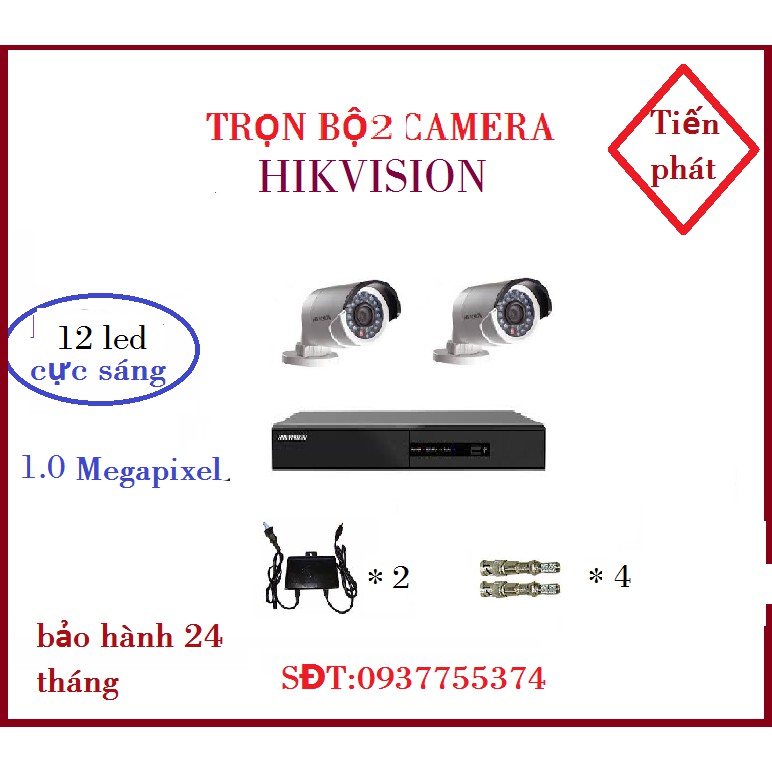 TRỌN BỘ 2 CAMERA HIKVISION  16COT-IRP-2