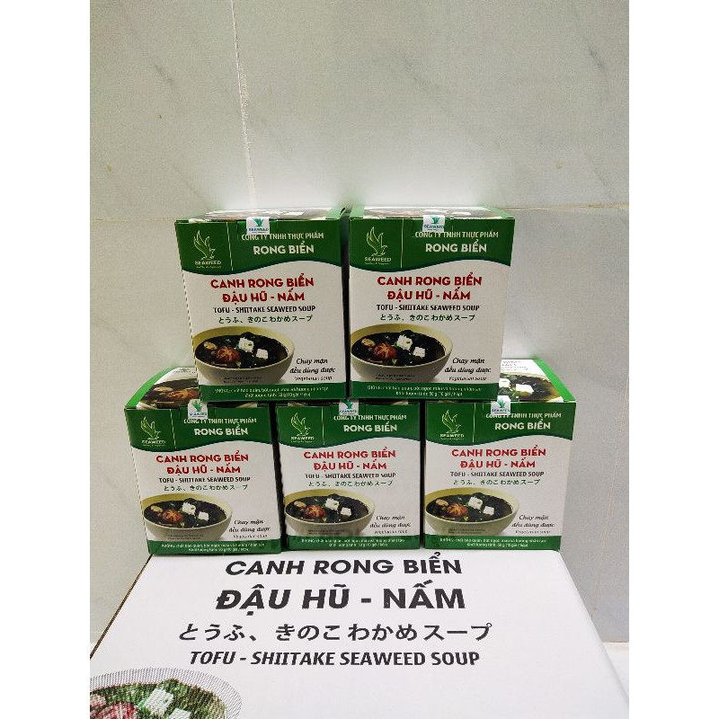 5 hộp canh rong biển đậu hũ_ nấm/ compo 5 hộp canh rong biển chay