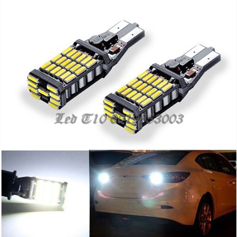 1 bóng đèn LED T15 4014 45SMD Canbus 12V đèn lùi, báo rẽ, demi ô tô xe máy