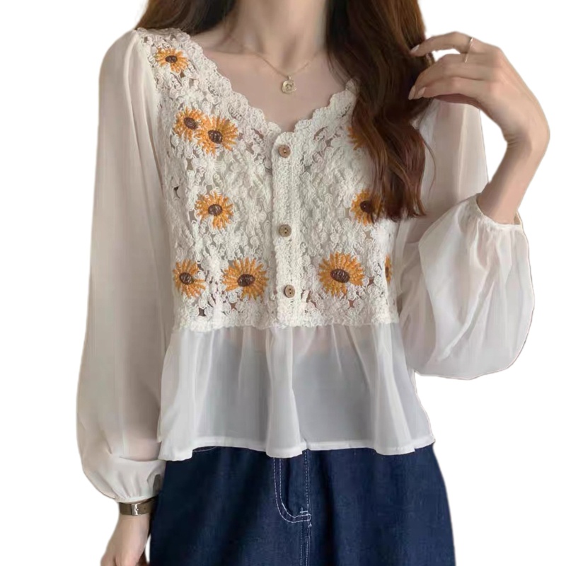 Áo Khoác Cardigan Dệt Kim Thêu Họa Tiết Phong Cách Retro Pháp Tinh Tế Cho Nữ