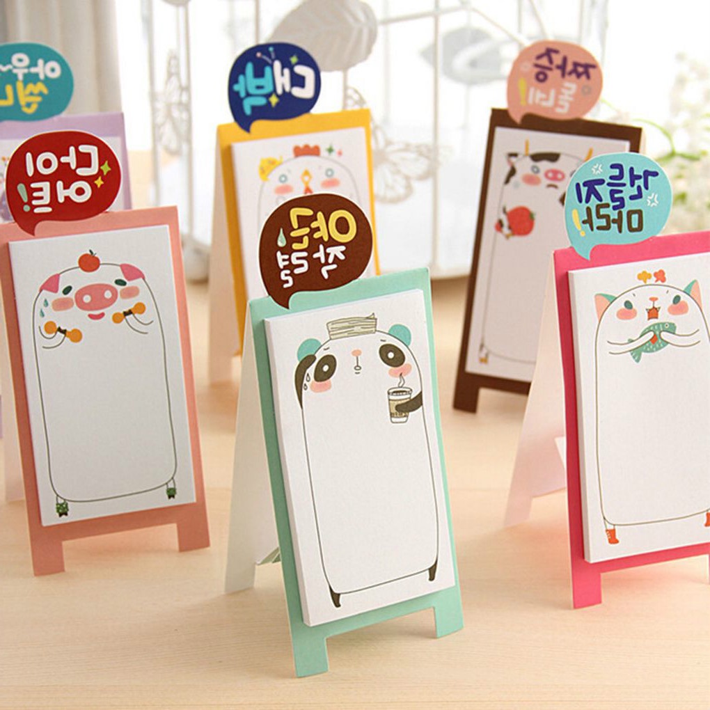 Korean Stationery Cute Memo Pads Sticking Memo Note Can Stand Scrapbook Stickers【Huiteni】