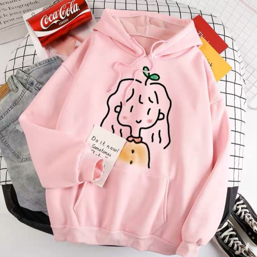 (KÈM ẢNH THẬT) Áo hoodie nỉ bông dày dặn ấm áp cô gái mầm cây cute dễ thương