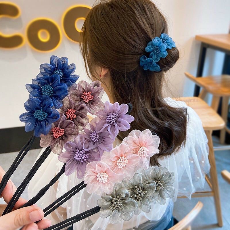 Combo 2 Thanh cuốc tóc ba bông hoa thời trang