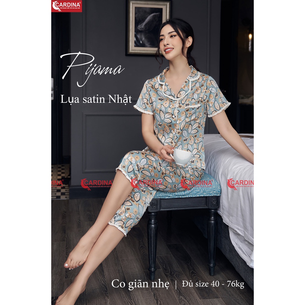 Bộ pijama lụa lửng mặc nhà Cardina