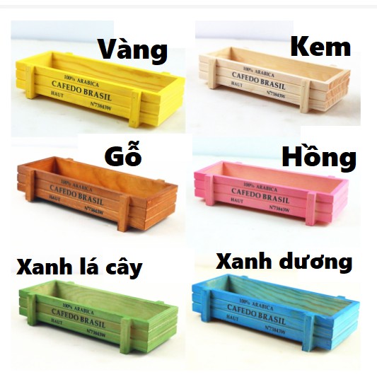 Chậu gỗ trồng cây sen đá xương rồng tiểu cảnh