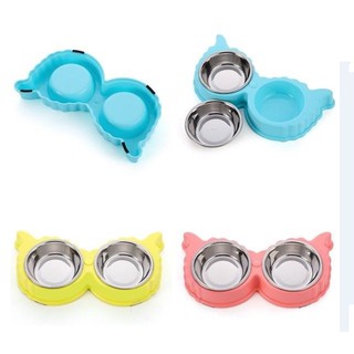 BÁT TÔ ĂN ĐÔI LÒNG INOX HÌNH THIÊN THẦN CHÓ MÈO THÚ CƯNG