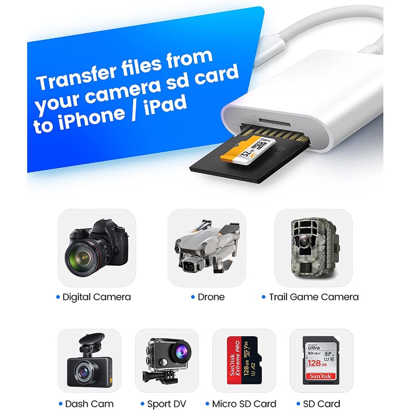 Đầu Đọc Thẻ Nhớ SD Cho iPhone / iPad / Micro SD Tiện Dụng