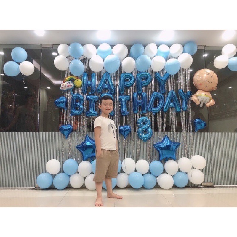 Set Bóng Sinh Nhật  Combo 2 rèm kim tuyến+ Bóng trang trí + chữ happy birthday +… KM