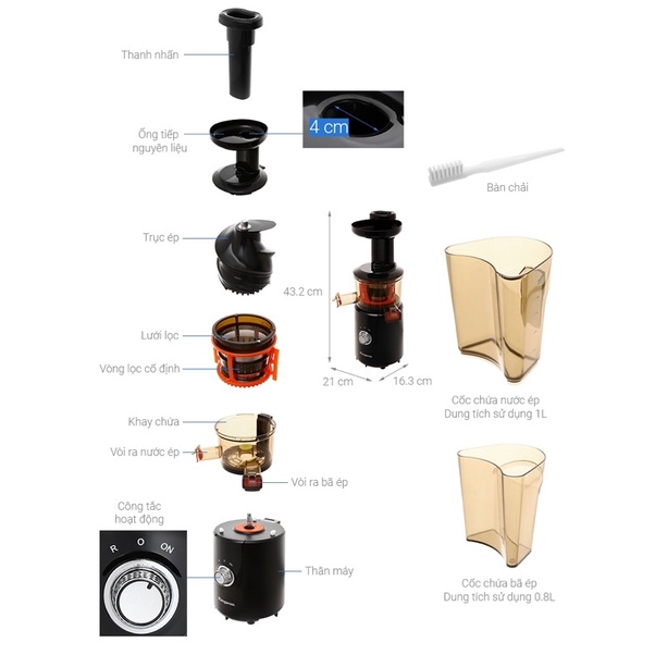 Máy ép chậm Kangaroo KG1B8 - Hàng chính hãng