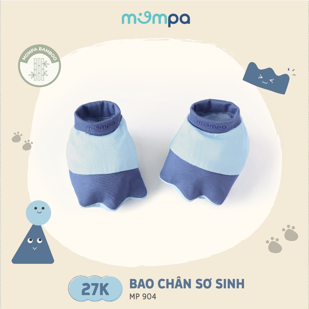 Bao tay bao chân mũ Mompa vải sợi tre bo chun tránh bé cho tay lên mặt 904