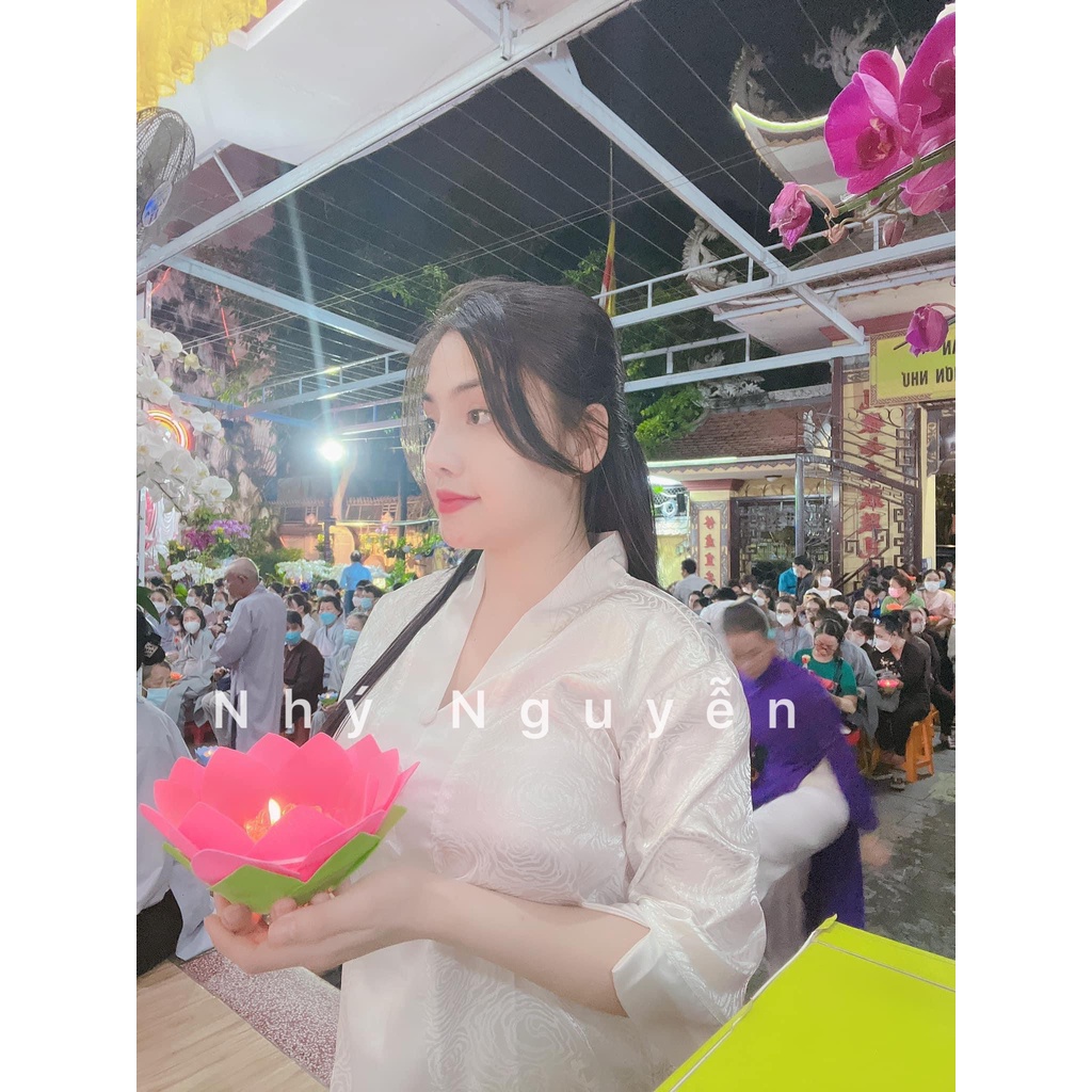 Đồ Lam Đi Chùa N11 - Sét Pháp Phục Bà Lai Áo Vải Gấm Sang Trọng Nhã Nhặn Lịch Sự - Quần Lụa Satin