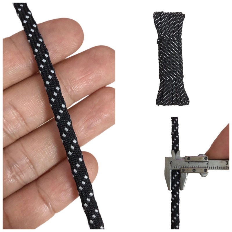 10 mét - Dây Dù 5mm dẹp dệt ống phối chấm phản quang chắc chắn dùng làm macrame, căng lều, trang trí