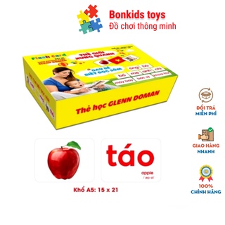 Thẻ học Flashcard, bộ thẻ học thông minh 18 chủ đề loại to A5 song ngữ tiếng anh cho bé từ 0 - 6 tuổi, đồ chơi giáo dục