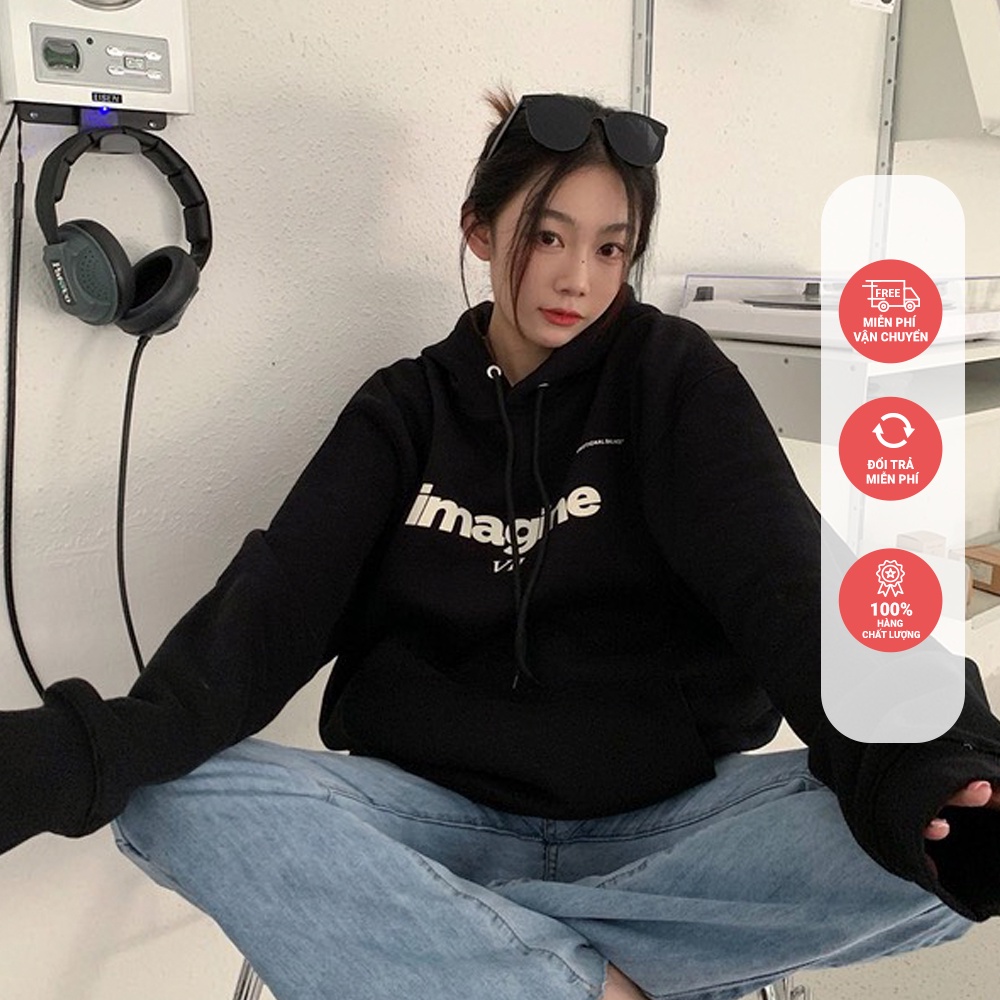 Áo Hoodie Nữ 🔥 FREESHIP 🔥 Unisex form rộng chất nỉ trần bông từ 40 -70kg