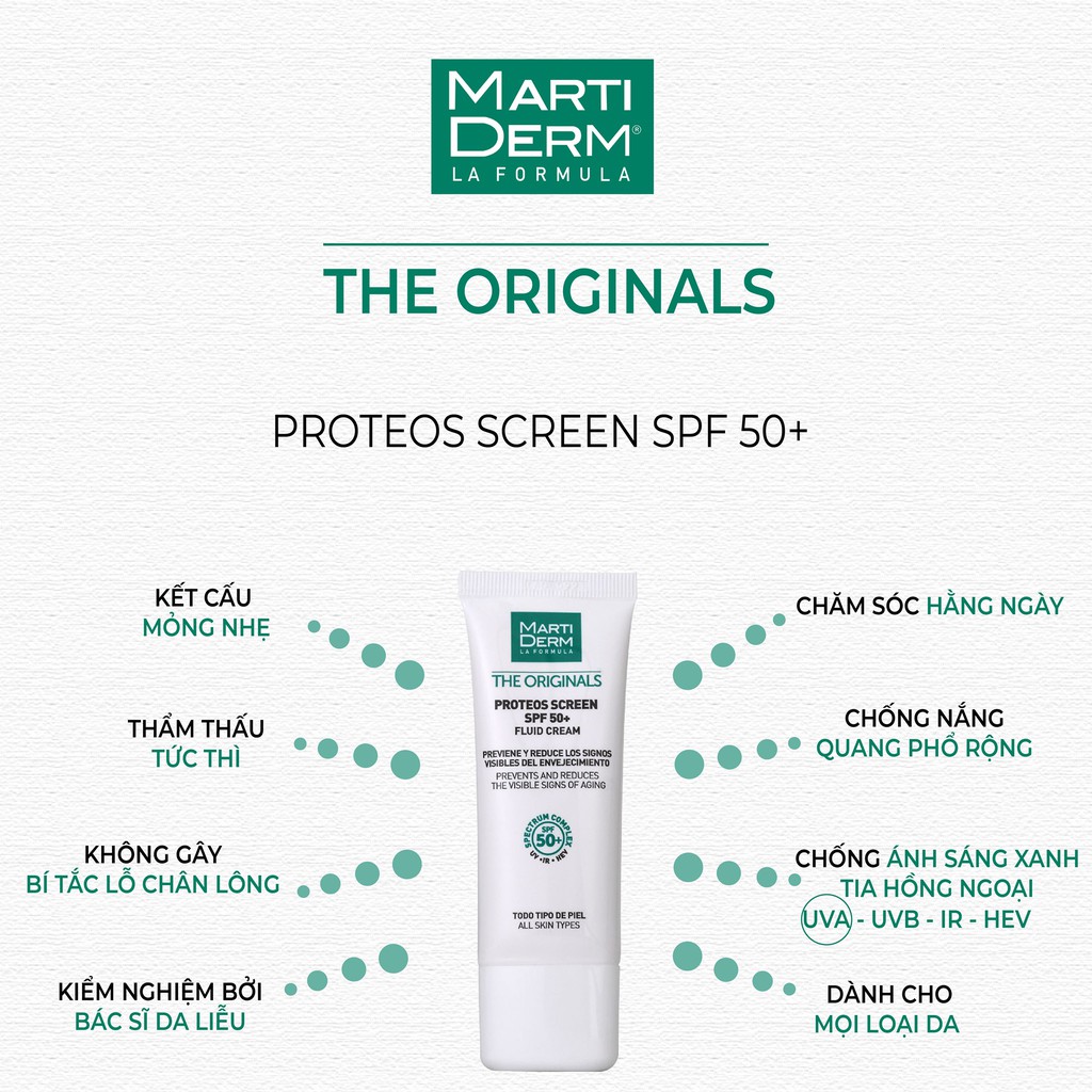 Kem chống nắng MartiDerm The Originals Proteos Screen SPF50+ minisize 2ml,Kem Chống Nắng Phổ Rộng - Thi Vũ