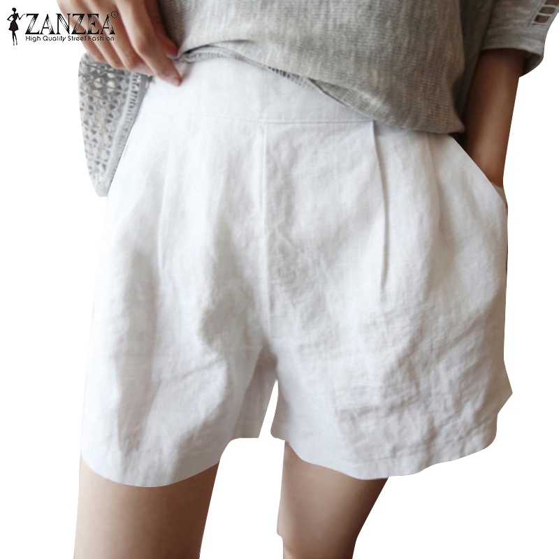 Quần short nữ ZANZEA ống rộng cạp cao phối túi thời trang
