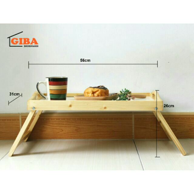 Bàn ăn mini gỗ đa năng Bed Tray GIBA với chân gập