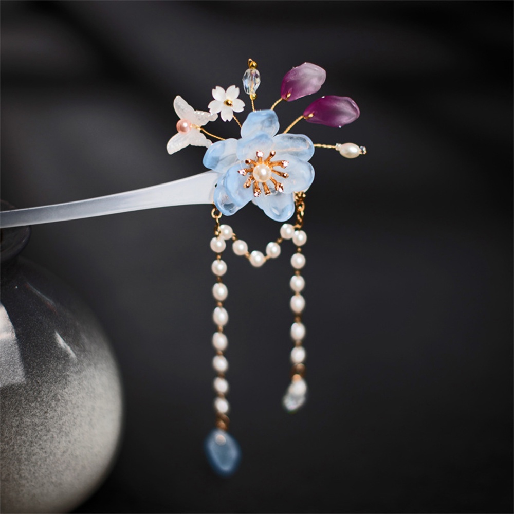 Trâm Cài Tóc Hình Hoa Phối Ngọc Trai Nhân Tạo Phong Cách Hanfu Mới 2021