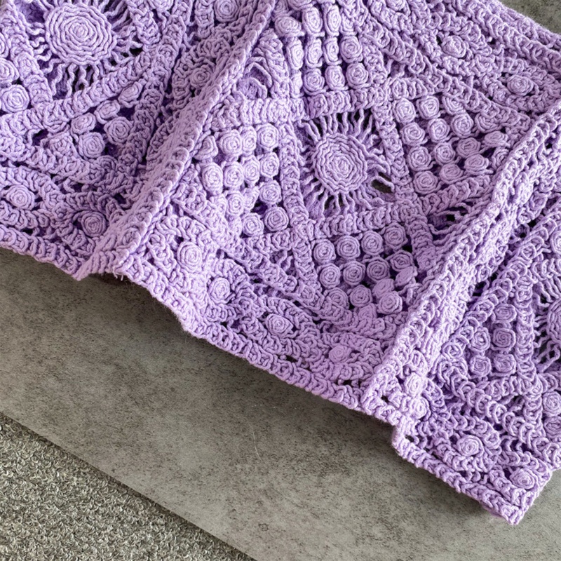 Áo Croptop Dệt Kim Không Tay Cổ Vuông Họa Tiết Hình Học Khoét Lỗ Thời Trang Mùa Hè Cho Nữ