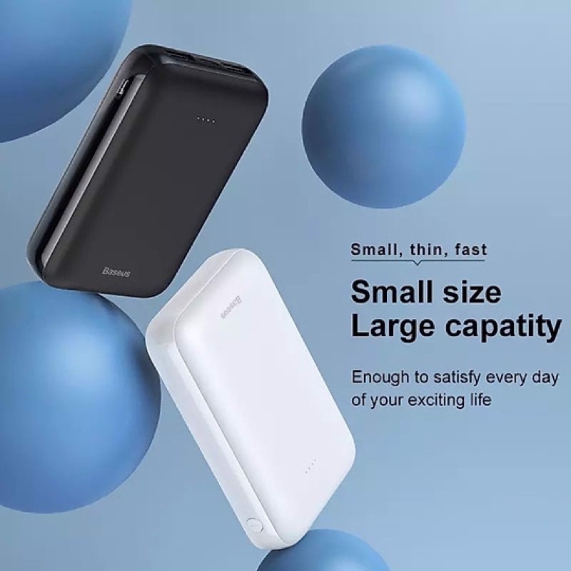 Pin dự phòng 02 cổng USB -10000mAh cho iPhone/ Smartphone/ Tablet -  Baseus Mini JA Power Bank X10-Hàng Chính Hãn -Trắng