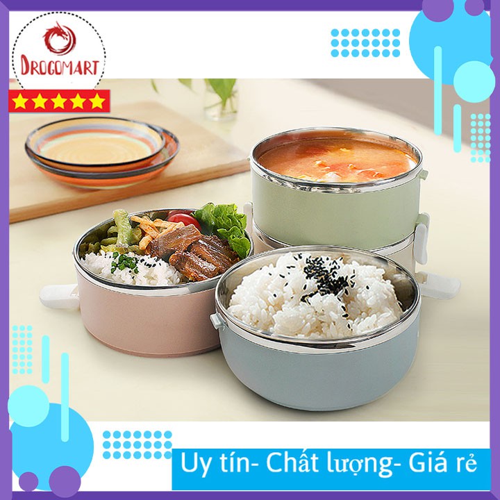 Hộp Đựng Cơm Văn Phòng Giữ Nhiệt, Cặp Lồng Đựng Cơm Bằng Lúa Mạchn Lõi Inox Cao Cấp