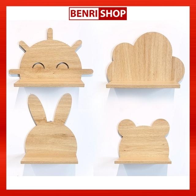Kệ treo tường trang trí không cần khoan bằng gỗ BENRI SHOP