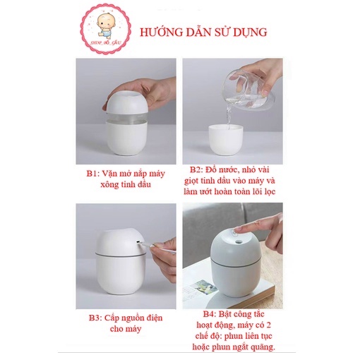 Bộ Sản Phẩm Máy Xông Tinh Dầu Mini Humidifier, Máy Khuếch Tán Tinh Dầu Phun Sương Tỏa Hương Đuổi Muỗi